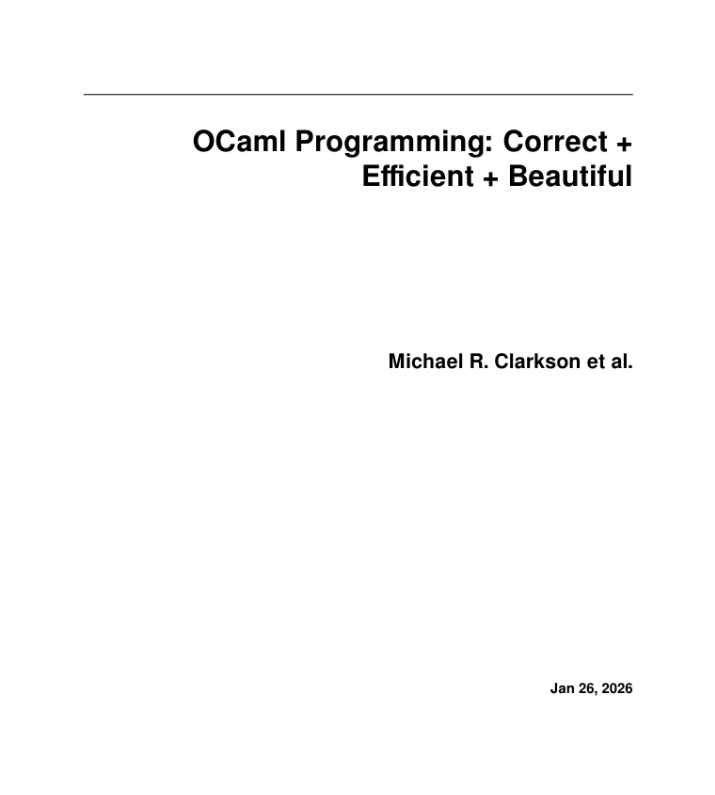 OCaml Programming: Correct + Efficient + Beautiful